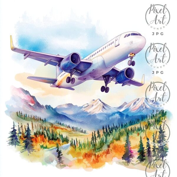 Aviation Adventure Clipart Airplane Travel Scenic Flight 20 JPGs Wanderlust Marketing Decor Airlines Tourism Sky Views